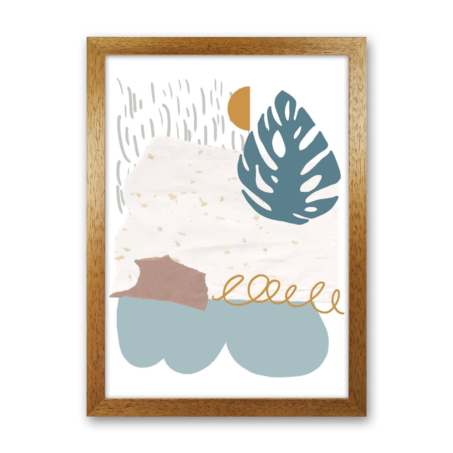 Reef Shapes Abstract 1 Modern Print Oak Grain