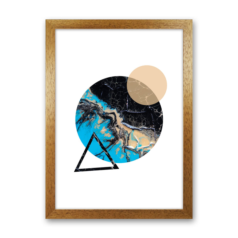 Blue Sand Abstract Circles Modern Print Oak Grain