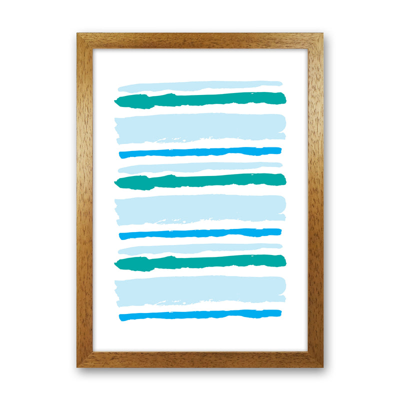 Blue Contrast Abstract Stripes Modern Print Oak Grain