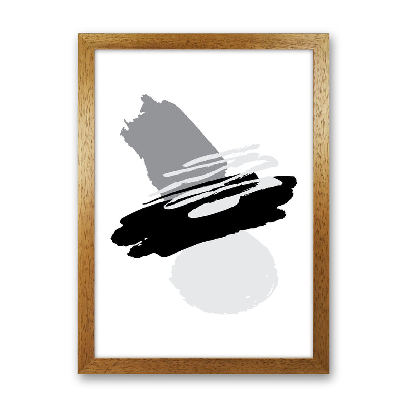 Black And Grey Abstract Paint Shapes Modern Print Oak Grain
