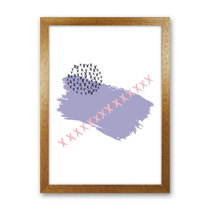 Purple X Paint Brush Abstract Modern Print Oak Grain