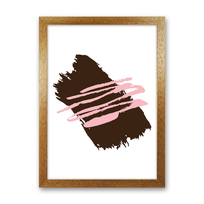 Black Jaggered Paint Brush Abstract Modern Print Oak Grain