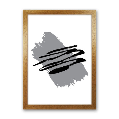 Grey Jaggered Paint Brush Abstract Modern Print Oak Grain