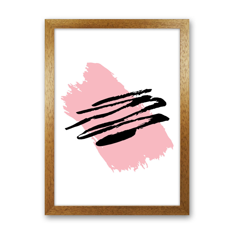 Pink Jaggered Paint Brush Abstract Modern Print Oak Grain