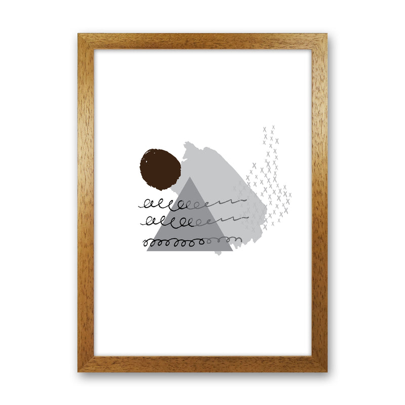 Grey And Black Mountain Sun Abstract Modern Print Oak Grain