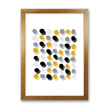 Mustard Polka Dots Abstract Modern Print Oak Grain