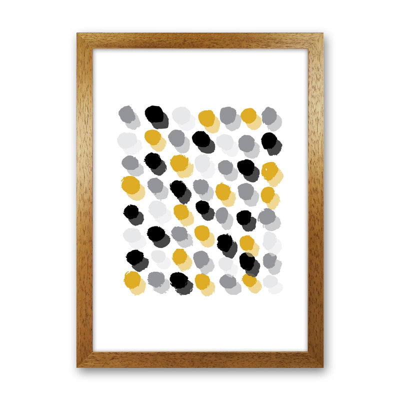 Mustard Polka Dots Abstract Modern Print Oak Grain