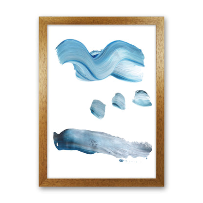 Light Blue Abstract Paint Strokes Modern Print Oak Grain