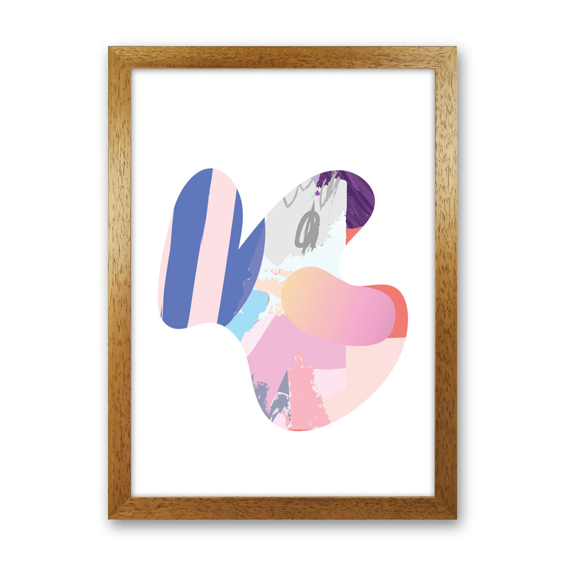 Pink Abstract Butterfly Shape Modern Print Oak Grain