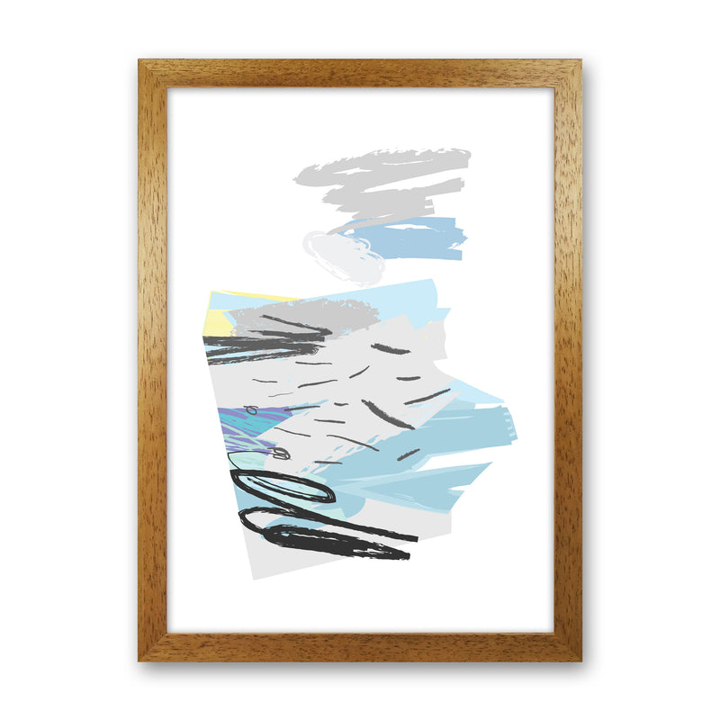 Blue And Grey Abstract Drawings Modern Print Oak Grain