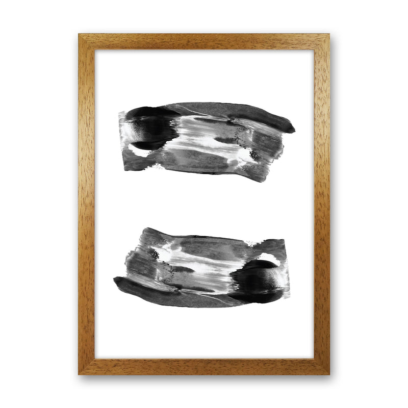 Black Abstract Paint Strokes Modern Print Oak Grain
