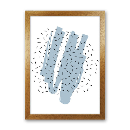 Blue Paint With Black Polka Abstract Modern Print Oak Grain