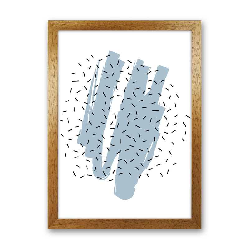 Blue Paint With Black Polka Abstract Modern Print Oak Grain