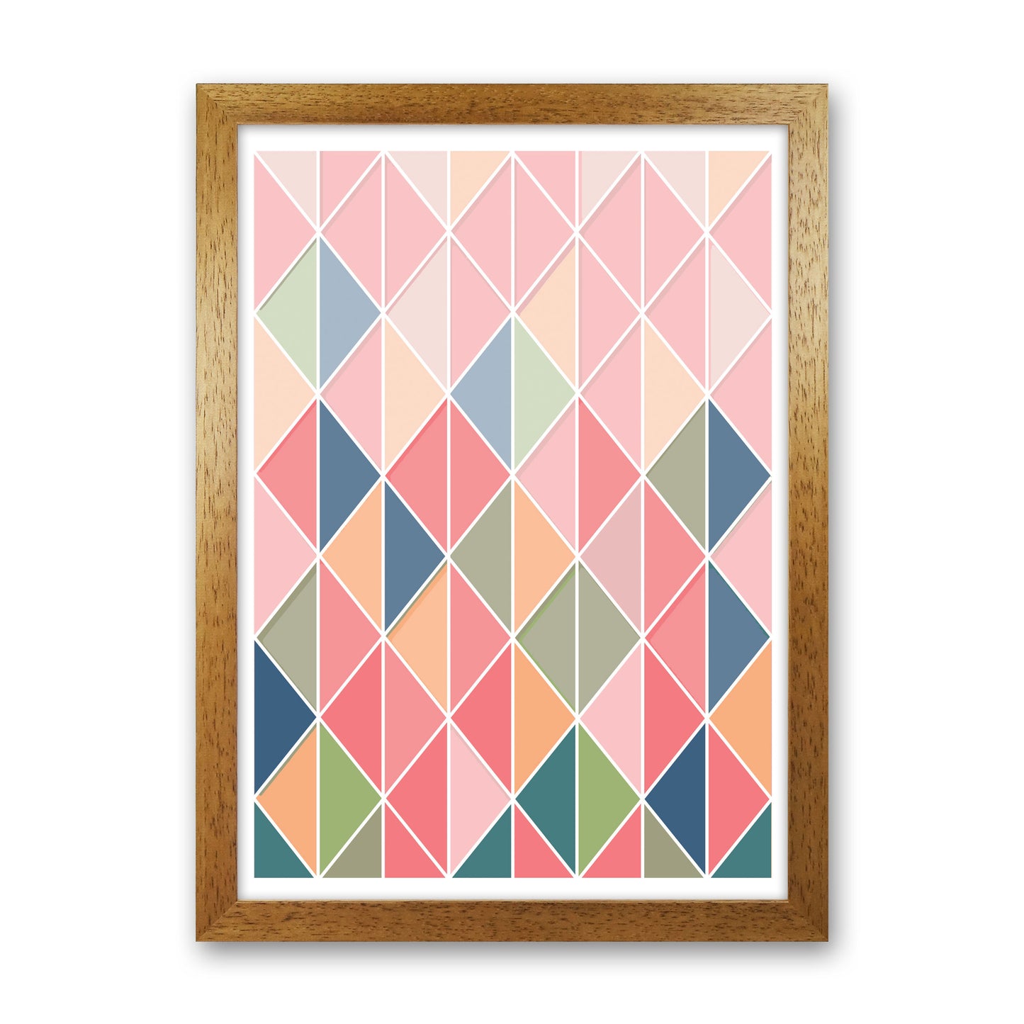 Full Colour Abstract Geo Modern Print Oak Grain