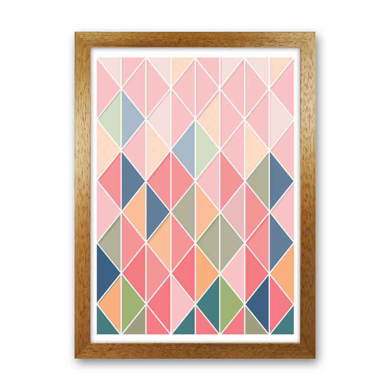 Full Colour Abstract Geo Modern Print Oak Grain