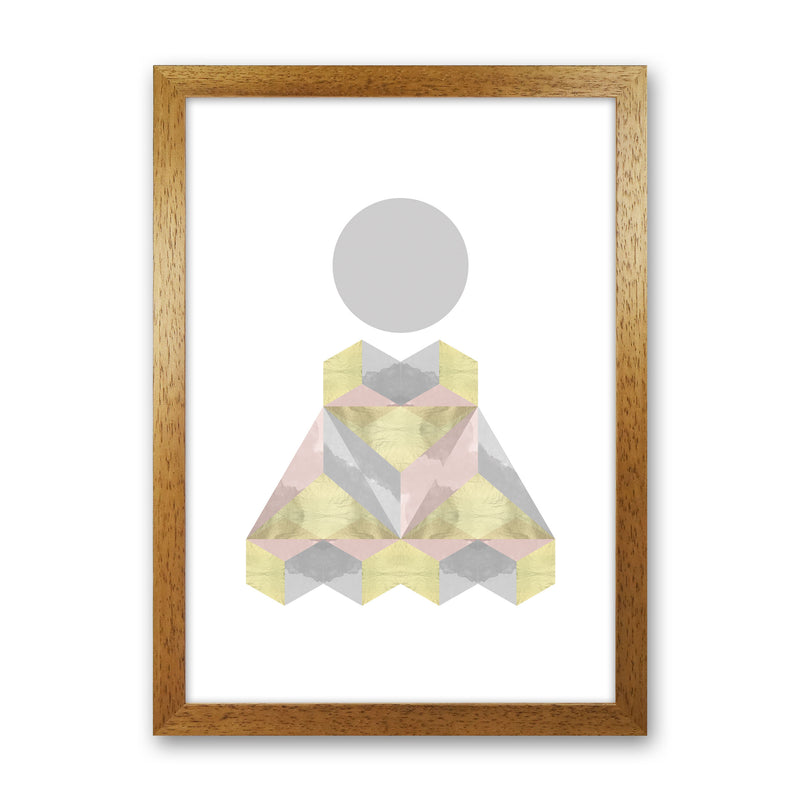 Gold, Pink And Grey Abstract Shapes Modern Print Oak Grain