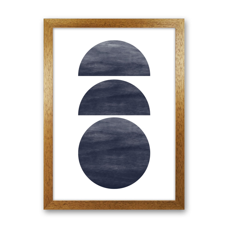 Abstract Navy Circles Modern Print Oak Grain