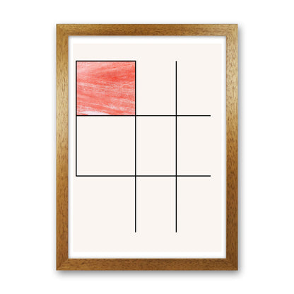 Abstract Red Crayon Geo 1 Modern Print Oak Grain