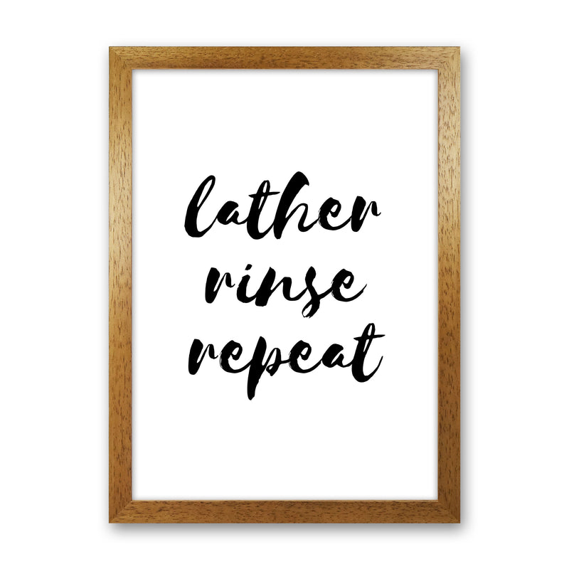 Lather Rinse Repeat, Bathroom Modern Print, Framed Bathroom Wall Art Oak Grain