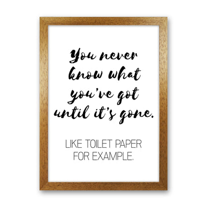 Toilet Paper, Bathroom Modern Print, Framed Bathroom Wall Art Oak Grain