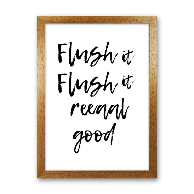 Flush It Real Good, Bathroom Modern Print, Framed Bathroom Wall Art Oak Grain