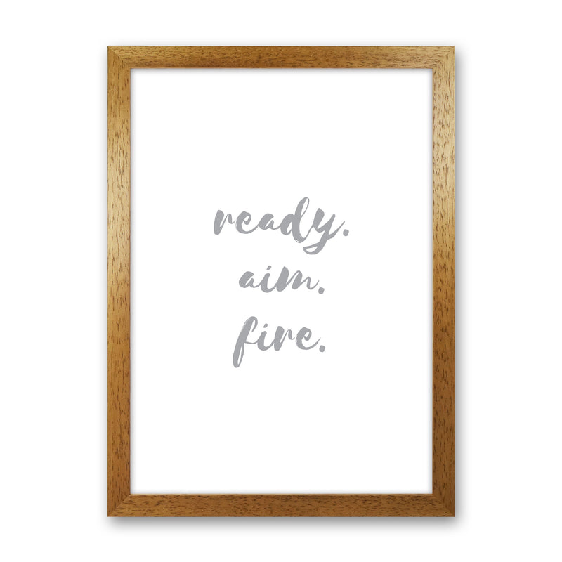Ready Aim Fire Grey, Bathroom Modern Print, Framed Bathroom Wall Art Oak Grain