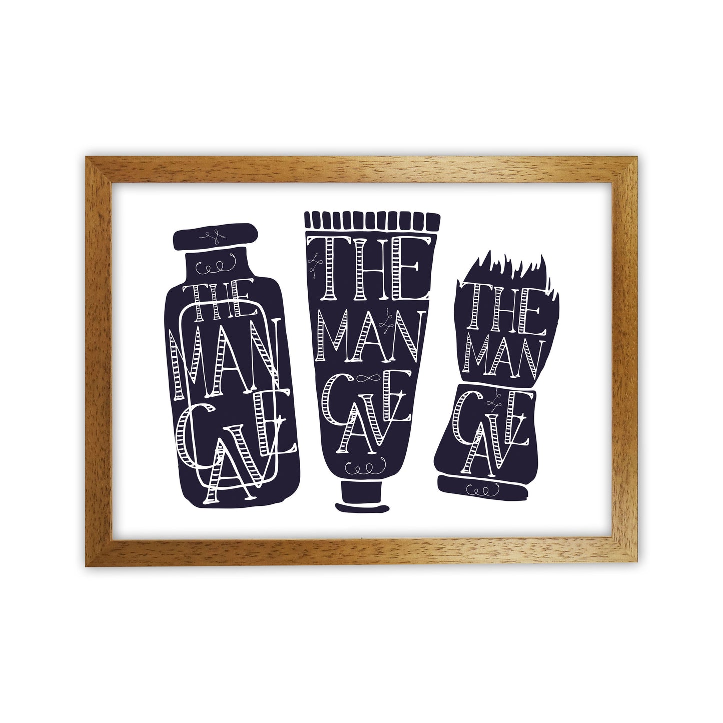 The Man Cave 4 Modern Print, Framed Bathroom Wall Art Oak Grain