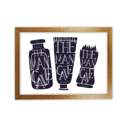 The Man Cave 4 Modern Print, Framed Bathroom Wall Art Oak Grain