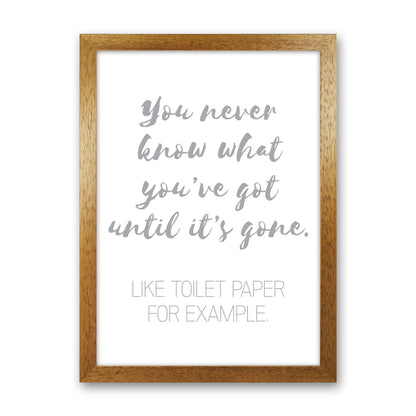 Toilet Roll Grey, Bathroom Modern Print, Framed Bathroom Wall Art Oak Grain