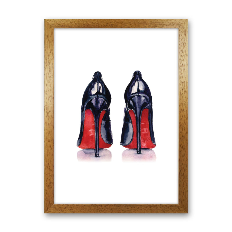 Black High Heels Modern Print Oak Grain