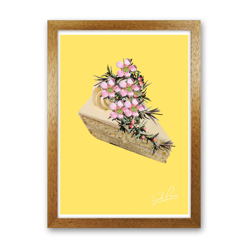 Yellow Cake Food Print, Framed Kitchen Wall Art Oak Grain