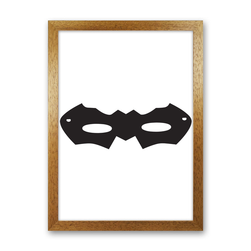 Superhero Mask Framed Nursey Wall Art Print Oak Grain