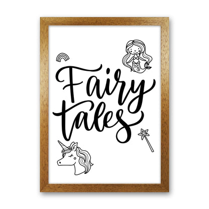Fairy Tales Black Framed Nursey Wall Art Print Oak Grain