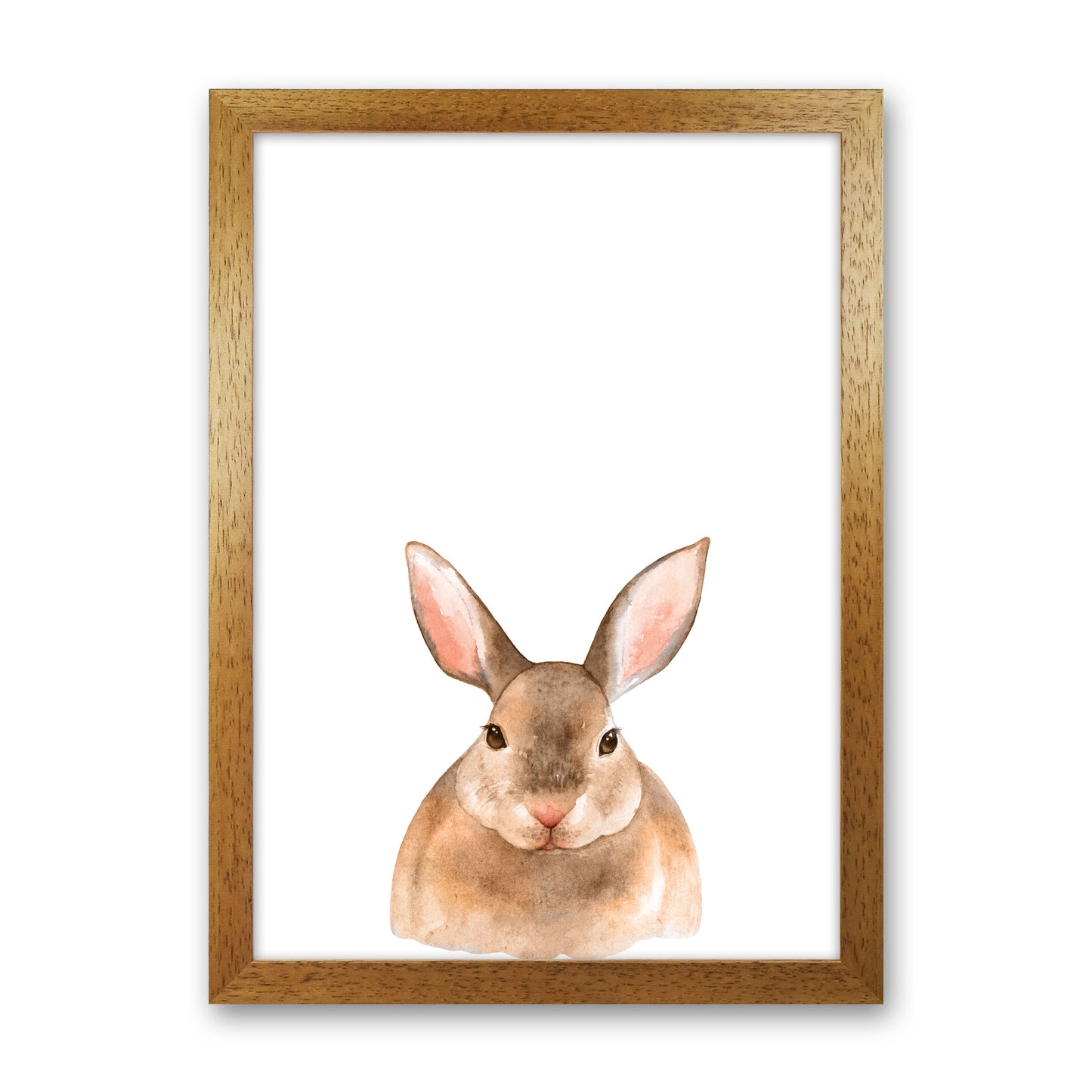 Forest Friends, Cute Bunny Modern Print Animal Art Print Oak Grain