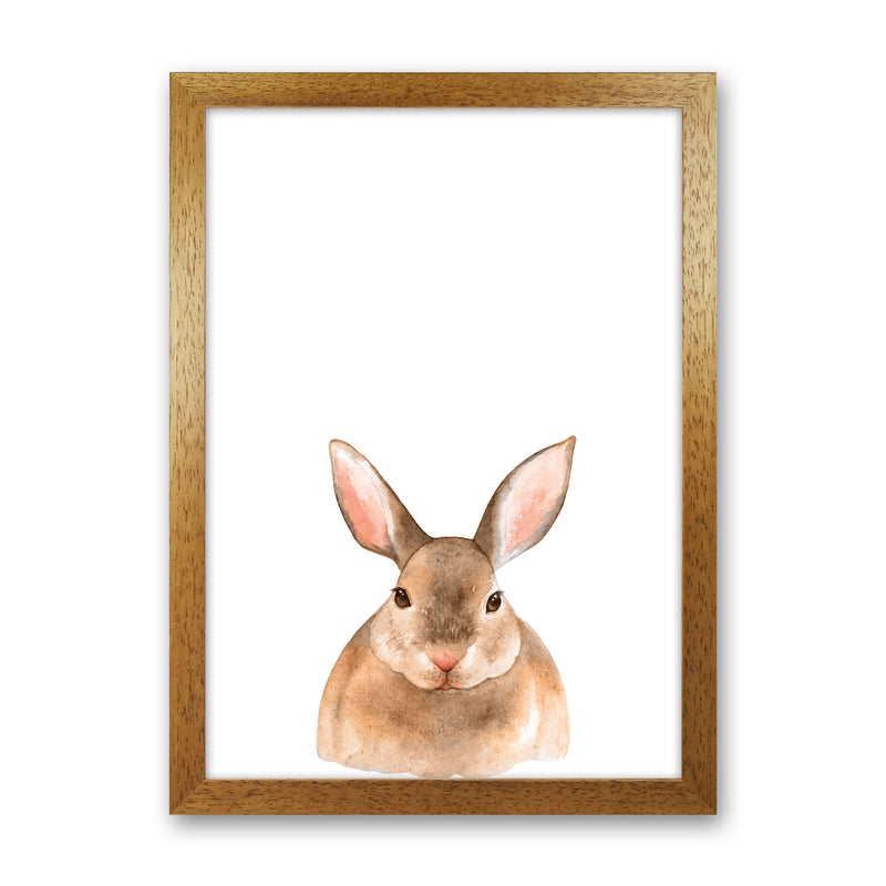 Forest Friends, Cute Bunny Modern Print Animal Art Print Oak Grain