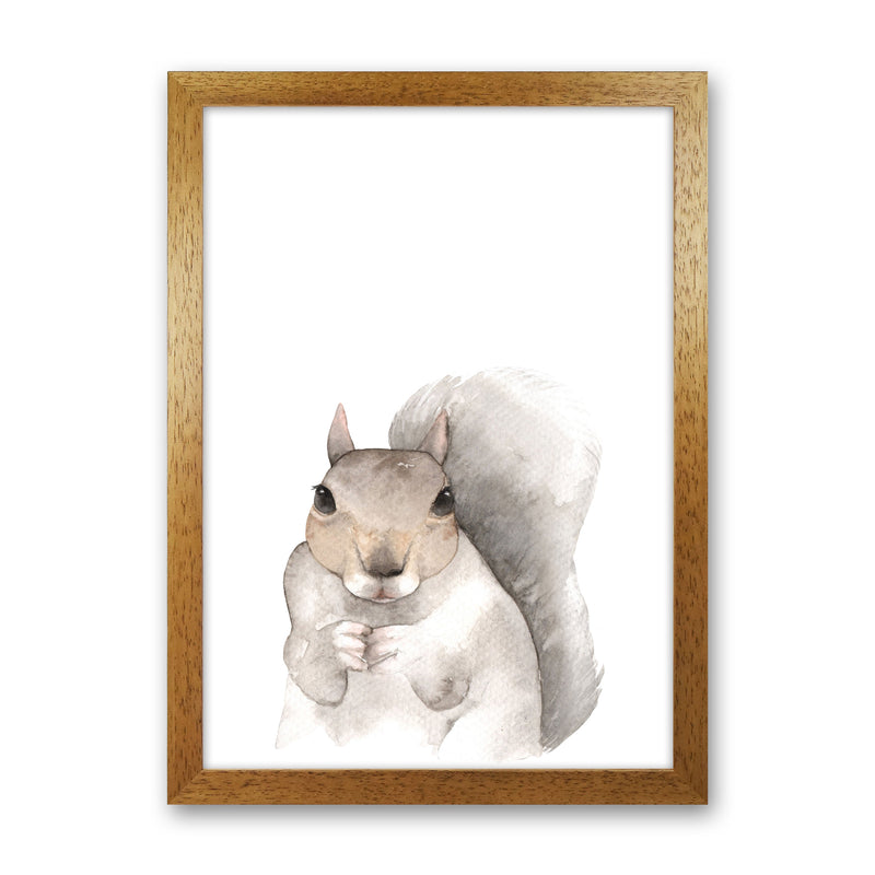 Forest Friends, Cute Squirrel Modern Print Animal Art Print Oak Grain