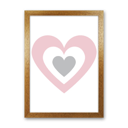 Pink And Grey Heart Modern Print Oak Grain