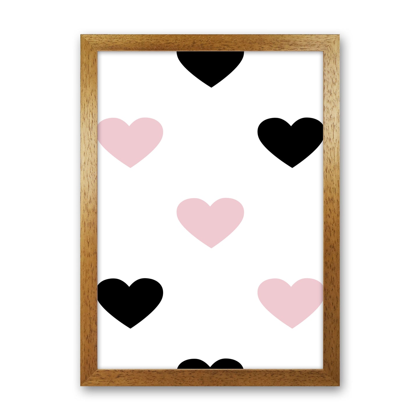 Pink And Black Hearts Modern Print Oak Grain