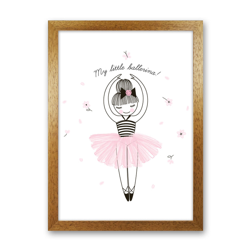 My Little Ballerina Framed Nursey Wall Art Print Oak Grain