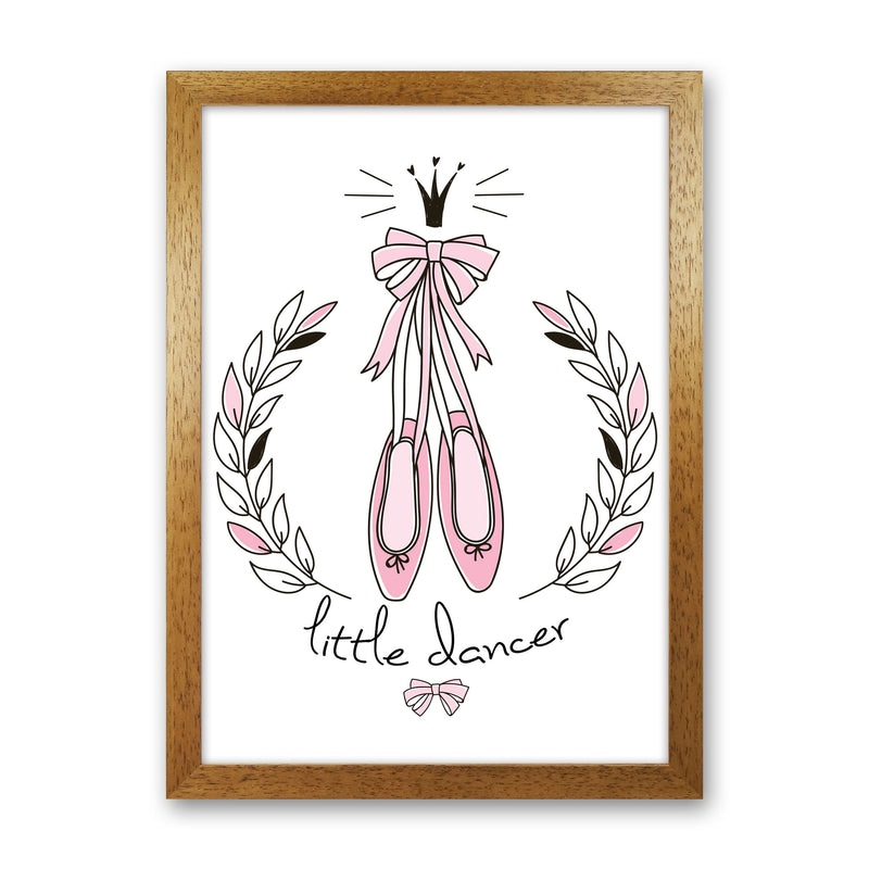 Little Dancer Shoes Framed Nursey Wall Art Print Oak Grain