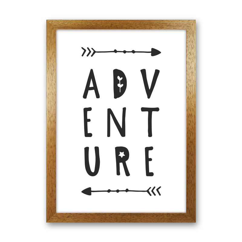 Adventure Black Framed Typography Wall Art Print Oak Grain