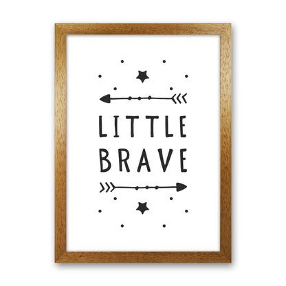 Little Brave Black Framed Typography Wall Art Print Oak Grain