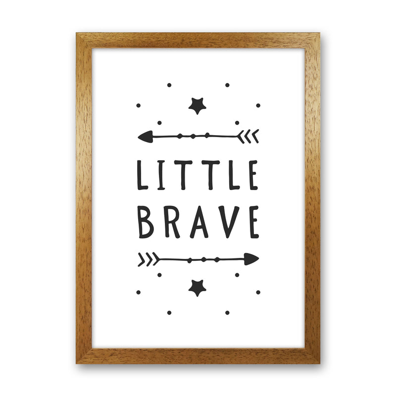 Little Brave Black Framed Typography Wall Art Print Oak Grain