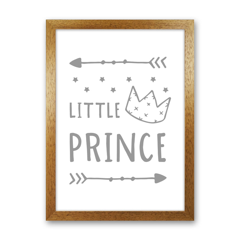 Little Prince Grey Framed Nursey Wall Art Print Oak Grain
