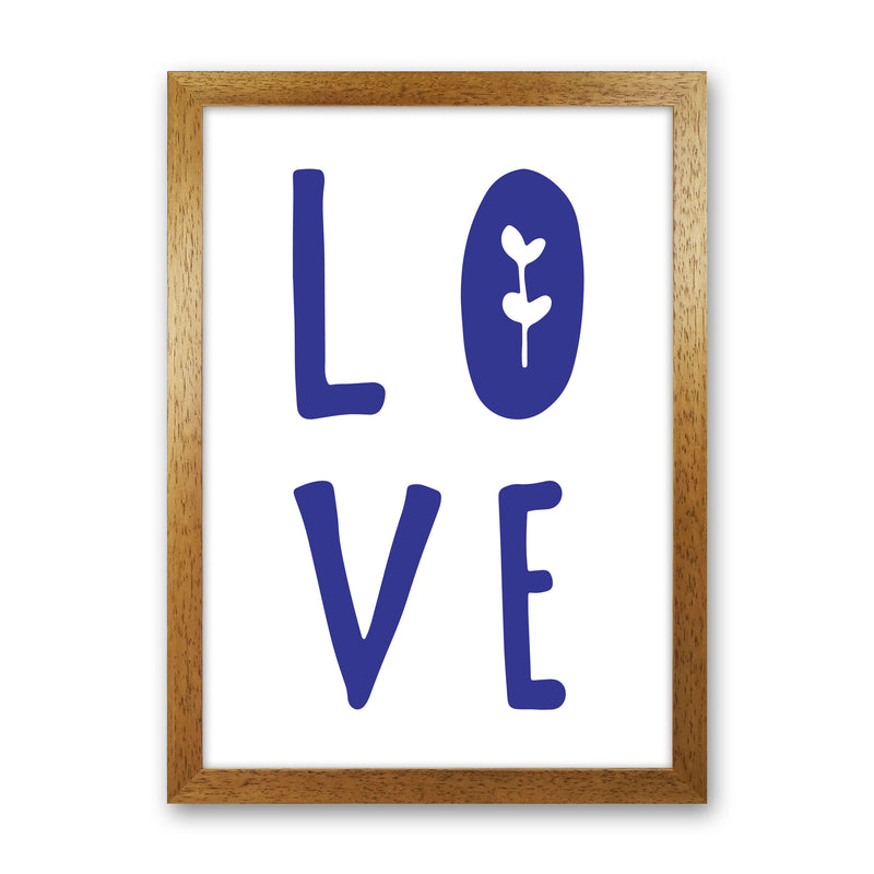 Love Navy Framed Typography Wall Art Print Oak Grain