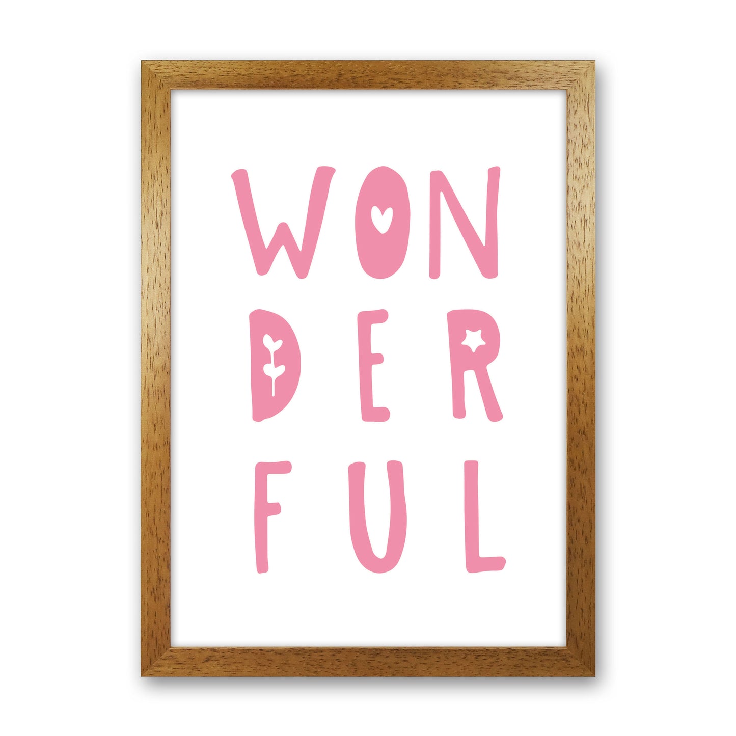 Wonderful Pink Framed Nursey Wall Art Print Oak Grain