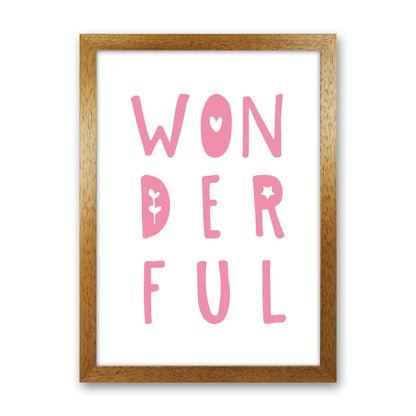 Wonderful Pink Framed Nursey Wall Art Print Oak Grain