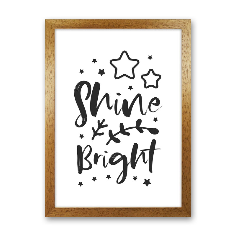 Shine Bright Black Framed Nursey Wall Art Print Oak Grain
