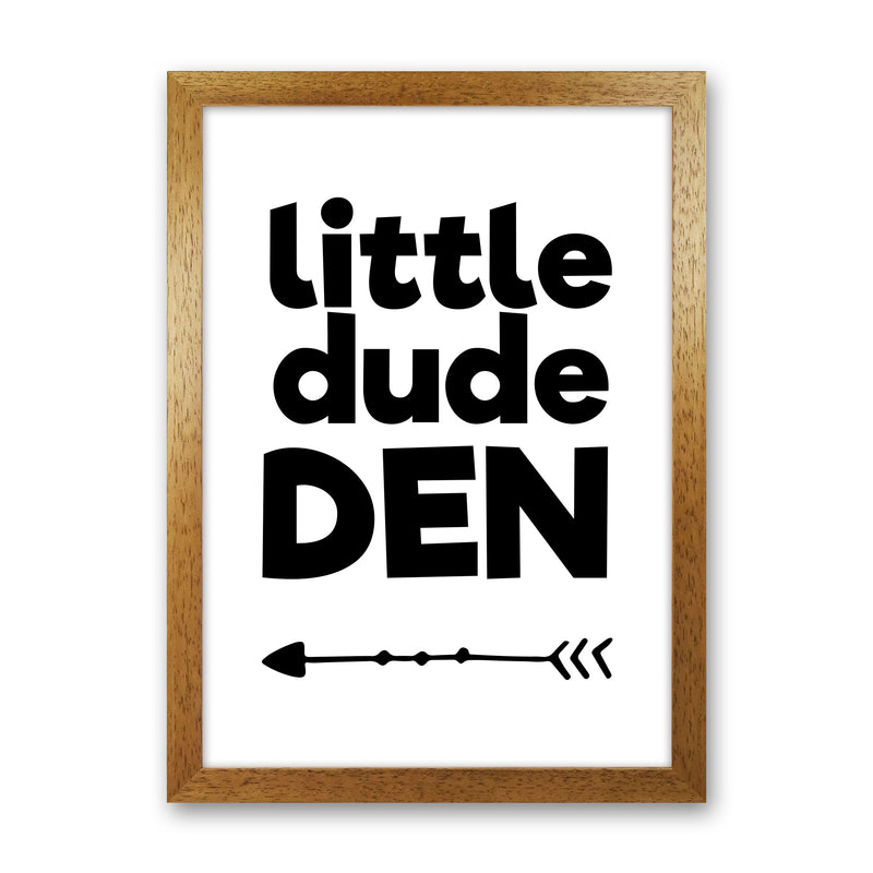 Little Dude Den Black Framed Nursey Wall Art Print Oak Grain