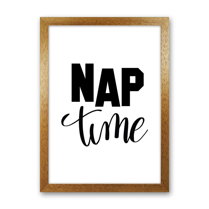 Nap Time Black Framed Typography Wall Art Print Oak Grain